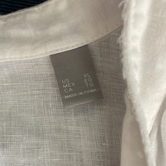 H&M white linen button up top size extra large - Picture 3 of 7